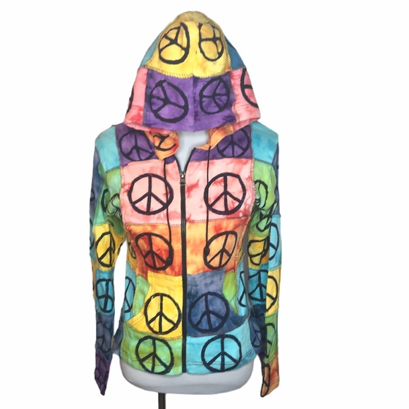 All That Jazz Peace Symbols Sweatshirt, Multicolor, Small - Picture 9 of 9